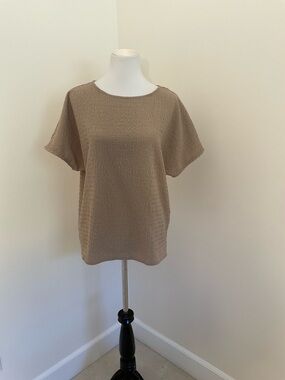 Anne Klein Textured Knit Top - Taupe Beige